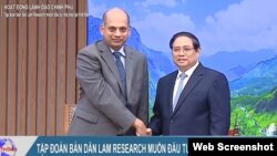 Phó Chủ tịch Lam Research, Karthik Rammohan, gặp Thủ tướng Việt Nam Phạm Minh Chính ở Hà Nội, 20/3/2024 (Photo: Chinhphu.gov.vn)