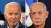 Foto konbinezon sa a montre Prezidan Joe Biden (a goch) epi Premye Minis Benjamin Netanyahu (a dwat). 