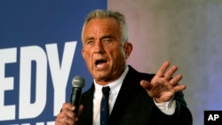 Independent presidential candidate Robert F. Kennedy Jr. speaks to supporters during a campaign event, March 30, 2024, in Los Angeles.