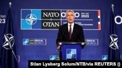 Tông Thư ký NATO Jens Stoltenberg tại cuộc họp báo ở Oslo, Nauy, 1/6/2023.