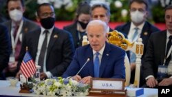 Tổng thống Mỹ Joe Biden phát biểu tại hội nghị thượng đỉnh ASEAN - Hoa Kỳ ở Phnom Penh, Campuchia, ngày 12 tháng 11 năm 2022. 