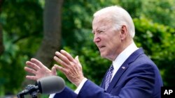 President Joe Biden speaks in the Rose Garden of the White House in Washington, May 17, 2022.