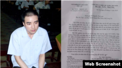 Hồ Duy Hải tại phiên tòa thúc thẩm năm 2009 và Thông báo của VKSND Tối cao ngày 28/11/2019. Photo by Facebook and Nguyen Thi Loan