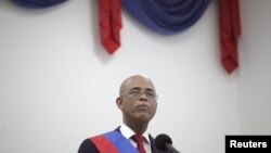 Foto Achiv: Ex Prezidan Ayiti Michel Martelly pandan yon seremoni nan palman an nan Potoprens, 7 Fevriye 2016. 