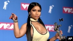 Foto Achiv: Atis rap Nicki Minaj poze pou yon foto nan seremoni remiz pri MTV yo nan Nouyok, 20 Out, 2018. 