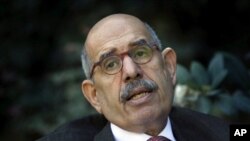 FILE - In this Saturday, Feb. 27, 2010 file photo, former U.N. nuclear chief Mohamed el Baradei talks during an interview with the Associated Press at his house in the outskirts of Cairo, Egypt. An Egyptian official says the country’s top prosecutor has o