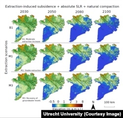 Các nhà nghiên cứu nói trừ phi có hành động quyết liệt, phần lớn đồng bằng sông Cửu Long sẽ chìm dưới nước đến năm 2100.