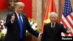 Tổng thống Hoa Kỳ Donald Trump và Tổng Bí thư -Chủ tịch nước Nguyễn Phú Trọng tại Hà Nội, ngày 27/2/2019.