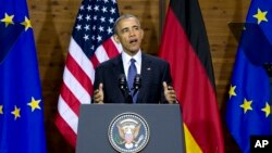 Tổng thống Hoa Kỳ Barack Obama phát biểu tại Hannover, miền bắc nước Đức, ngày 25/4/2016.