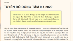 Tuyên bố Đồng Tâm đăng trên trang boxitvn.blogspot.com hôm 10/01/2020. Photo boxitvn.blogspot.com