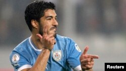 Tiền đạo Luis Suarez của đội tuyển Uruguay.