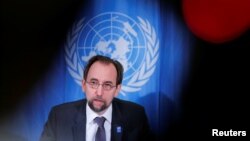 Ông Zeid Ra'ad al-Hussein, Cao Ủy LHQ đặc trách nhân quyền phát biểu tại một hội nghị của LHQ ở Geneva, Thụy Sĩ, ngày 9/3/2018. REUTERS/Denis Balibouse
