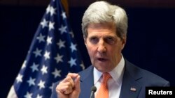 Ngoại trưởng Mỹ John Kerry họp báo tại Addis Ababa, ngày 1/5/2014.