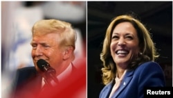 A combination picture shows Republican presidential nominee and former U.S. President Trump and U.S. Vice President and Democratic presidential candidate Harris