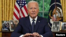 Tổng thống Hoa Kỳ Joe Biden có bài phát biểu trước toàn nước Mỹ từ Phòng Bầu dục ở Nhà Trắng, tại Washington, DC, ngày 14/7/2024.