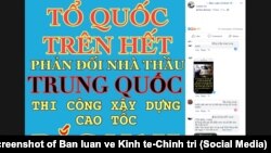 Lời phản đối nhà thầu Trung Quốc xây cao tốc mới ở Việt Nam xuất hiện trên một diễn đàn mạng, 28/5/2019