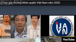 Hội Nhà báo Độc lập Việt Nam (IJAVN) được vinh danh tại lễ trao giải của Mạng lưới Nhân quyền Việt Nam 2020, ngày 21/11/2020.