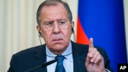 Ngoại trưởng Nga Lavrov tại một cuộc họp báo ở Moscow (ảnh tư liệu, 3/2017)