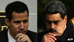 Lãnh đạo đối lập Guaido Maduro (trái) và Tổng thống Venezuela Nicolas Maduro.