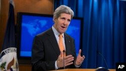 Ngoại trưởng Hoa Kỳ John Kerry nói về vấn đề Syria, tại Bộ Ngoại giao ở Washington, 16/1/14