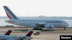 Máy bay Air France Airbus A380 tại phi trường JFK. (Ảnh minh họa).