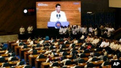 Tổng thống Philippines Rodrigo Duterte đọc Thông điệp Quốc gia tại thành phố Quezon, Manila, vào ngày 23/7/2018.