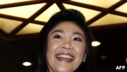 Thủ tướng đắc cử của Thái Lan Yingluck Shinawatra phát biểu tại trụ sở của của đảng Puea Thai ở Bangkok, ngày 19/7/2011