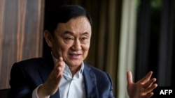 Thủ tướng lưu vong Thaksin Shinawatra của Thái Lan, trong bức ảnh khi đang trả lời phỏng vấn AFP ở Hong Kong ngày 25/3/2019, có dự định trở lại Thái Lan giữa lúc bế tắc hậu bầu cử đang kéo dài ở đây.