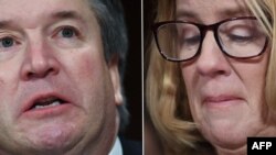 Christine Blasey Ford (phải) cáo buộc ứng cử viên Tối cao Pháp viện Hoa Kỳ Brett Kavanaugh tấn công tình dục bà tại một bữa tiệc cách đây 36 năm. Một nhân chứng trong bữa tiệc đó đã được FBI tiếp cận và nói chuyện. 