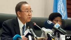 Tổng thư ký Liên Hiệp Quốc Ban Ki Moon phát biểu trong 1 cuộc họp báo ở Addis Ababa, Ethiopia, 31/1/2015.