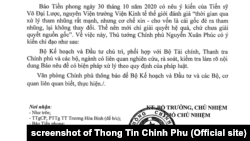 Công văn của Văn phòng Chính phủ hôm 9/11/2020 về "nghiên cứu, xử lý" cơ chế xin cho.