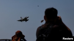 Taiwan Air Force Mirage 2000 aircraft prepare to land at Hsinchu Air Base in Hsinchu