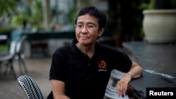 Maria Ressa, nhà báo người Philippines và CEO của website tin tức Rappler phát biểu trong một cuộc phỏng vấn ở Taguig City, Metro Manila, Philippines, ngày 9 tháng 10, 2021.