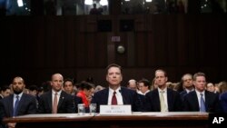 Cựu Giám đốc Cơ quan Điều tra Liên bang (FBI) James Comey tại phiên điều trần ngày 8/6/2017.