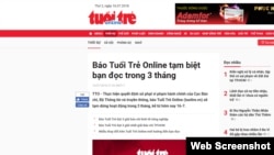 Lời tạm biệt của báo Tuổi Trẻ Online.