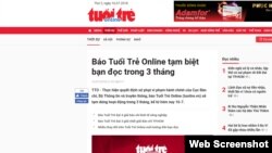 Báo Tuổi Trẻ Online tạm biệt độc giả trong 3 tháng.