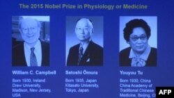 Ba khoa học gia Ireland, Nhật, Trung Quốc đoạt giải Nobel Y học 2015.