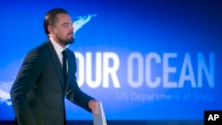 Tài tử Hollywood Leonardo DiCaprio tại hội nghị “Ðại Dương của Chúng ta”.