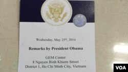 Vé tham dự buổi gặp gỡ của YSEALI với TT Obama hồi tháng Năm, 2016. (Hình: Nhật Báo Người Việt)