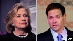 Cựu Ngoại trưởng Hoa Kỳ Hillary Clinton và Thượng nghị sĩ đảng Cộng hòa Marco Rubio.