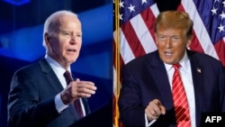 Ảnh phối hợp Tổng thống Joe Biden, trái, và cựu Tổng thống Donald Trump.