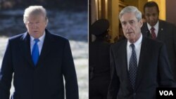 Tổng thống Donald Trump (trái), Công tố viên đặc biệt Robert Mueller (phải)