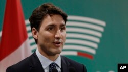 Thủ tướng Canada Justin Trudeau họp báo kết thúc hội nghị thượng đỉnh G7 tại Taormina, Ý, ngày 27/5/2017.