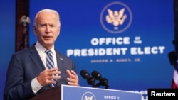 Tổng thống tân cử Joe Biden tại cuộc họp báo ở Wilmington, Delaware, ngày 10/11/2020. 