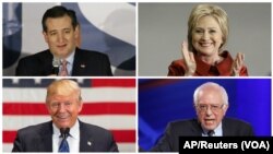 Thượng nghị sĩ bang Texas Ted Cruz, cựu Ngoại trưởng Mỹ Hillary Clinton, Thượng nghị sĩ Bernie Sanders Vermont và Tỉ phú Donald Trump.