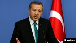 Thủ tướng Thổ Nhĩ Kỳ Recep Tayyip Erdogan phát biểu trước báo giới tại Ankara, 13/11/2013