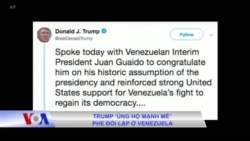 Trump ‘ủng hộ mạnh mẽ’ phe đối lập ở Venezuela