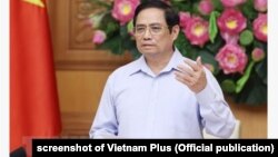 Thủ tướng Việt Nam Phạm Minh Chính tại một cuộc họp hôm 18/8/2021.