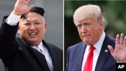 Lãnh tụ Bắc Triều Tiên  Kim Jong Un (trái), và Tổng thống Mỹ Donald Trump.