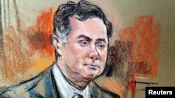 Ông Manafort trong hình vẽ xuất hiện trước tòa